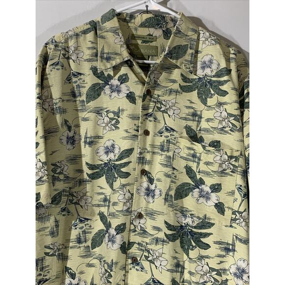 Cabana 100% Silk Hawaiian Button Up Shirt Mens Large Tropical Floral - Picture 2 of 5